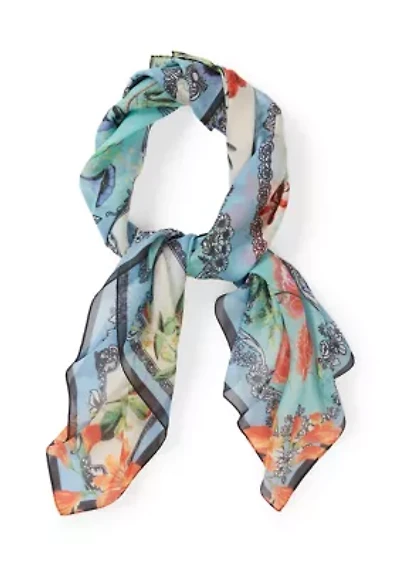 Botanical Fruit Print Square Scarf