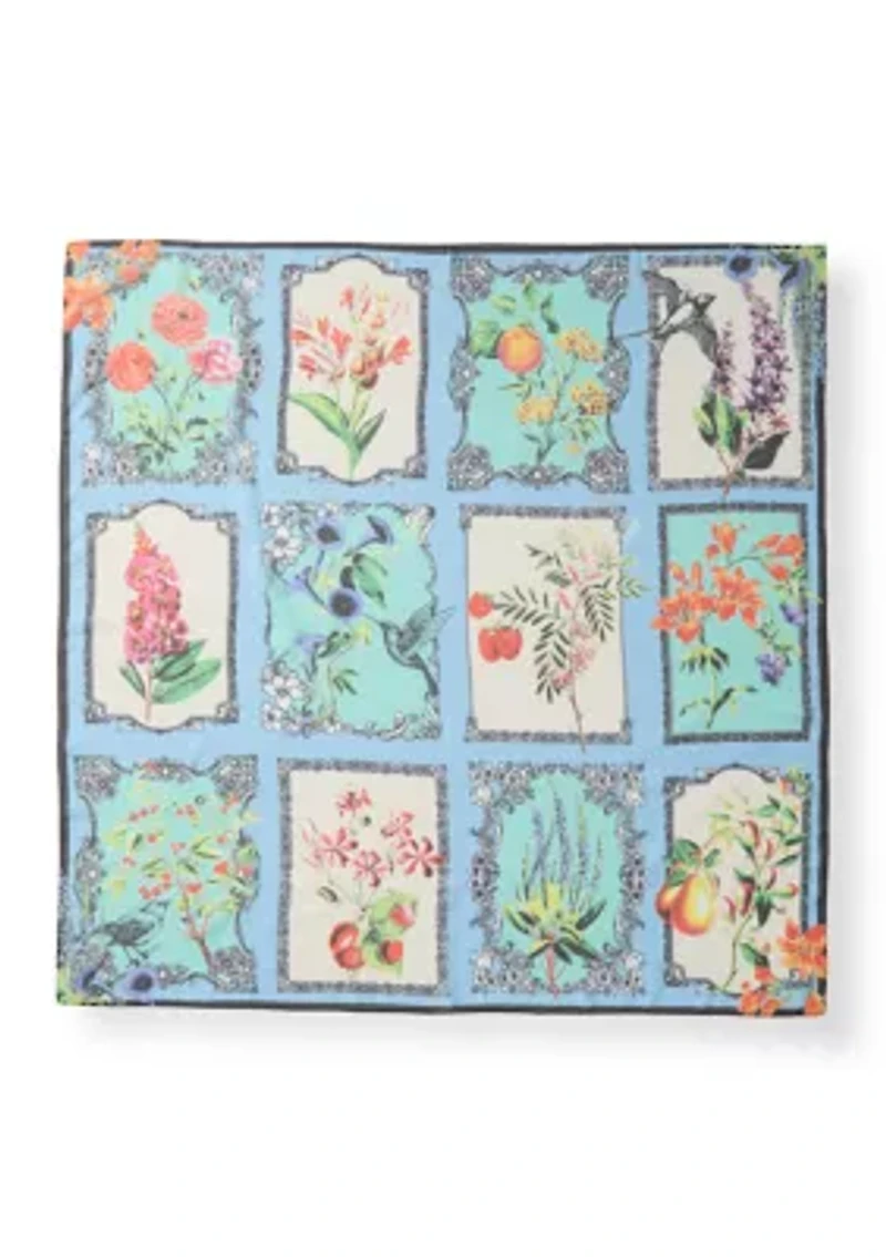 Botanical Fruit Print Square Scarf