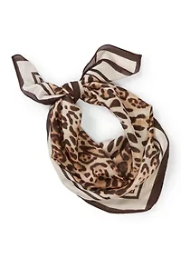Soft Border Leopard Print Square Scarf