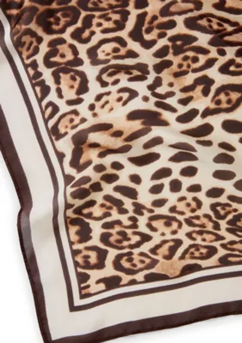 Soft Border Leopard Print Square Scarf