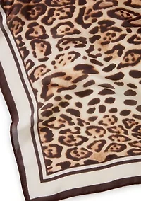 Soft Border Leopard Print Square Scarf