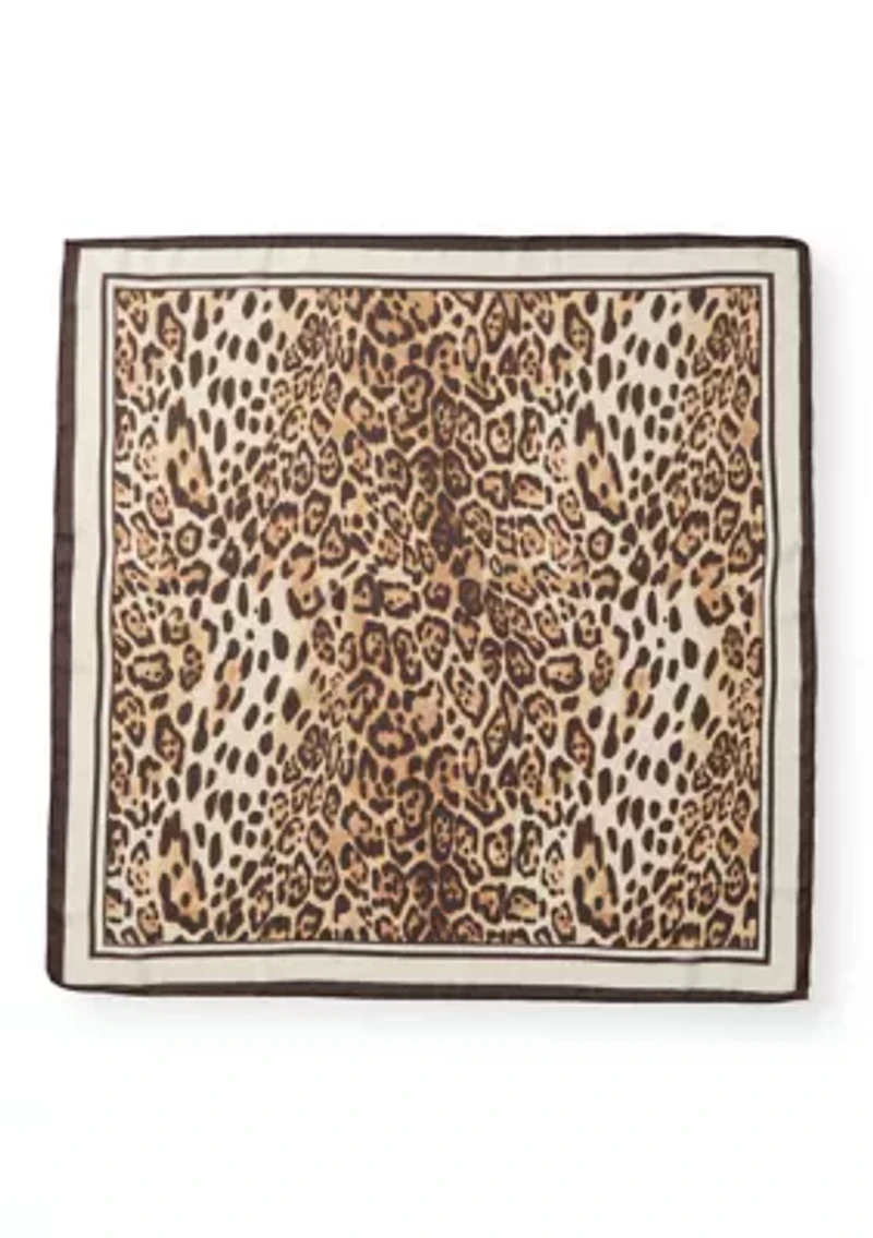 Soft Border Leopard Print Square Scarf