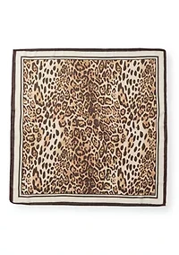 Soft Border Leopard Print Square Scarf
