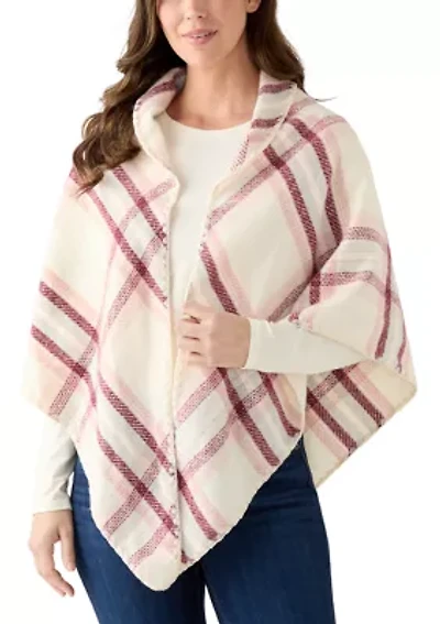 Women's Classic Plaid Triangle Wrap with Whipstitch