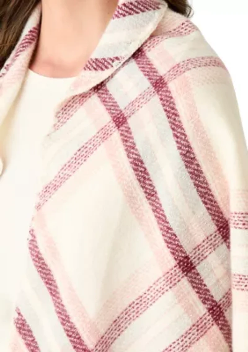 Women's Classic Plaid Triangle Wrap with Whipstitch