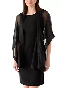 Women's Satin Border Evening Wrap