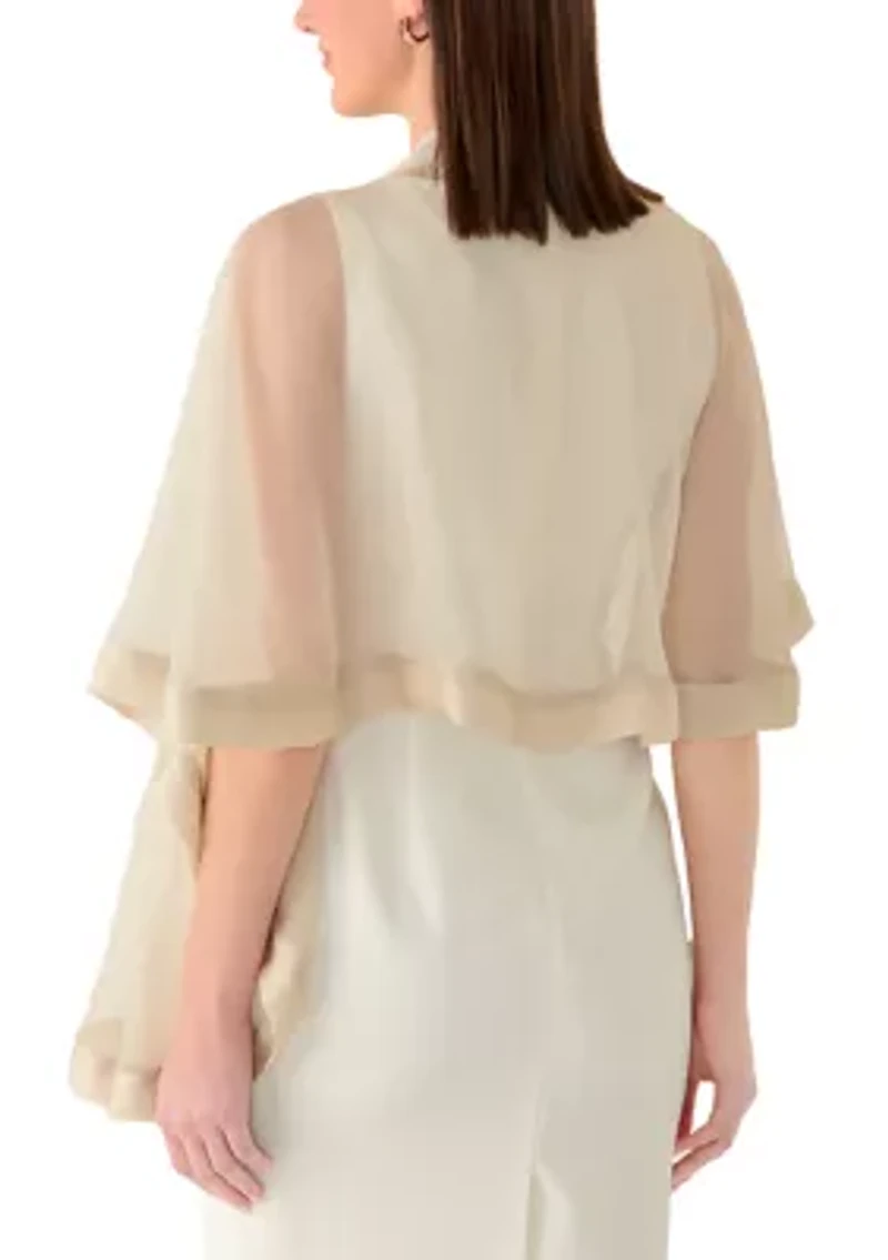 Women's Satin Border Evening Wrap