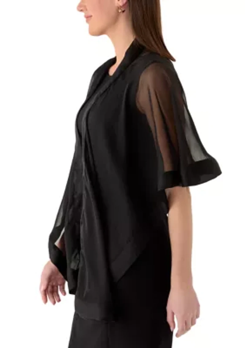 Women's Satin Border Evening Wrap