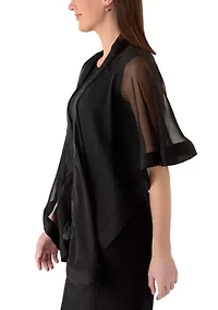 Women's Satin Border Evening Wrap