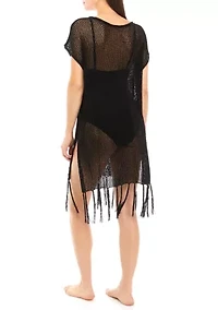 Women's Knit Topper with Fringe Hem