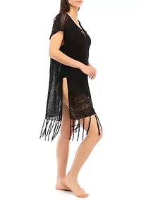 Women's Knit Topper with Fringe Hem