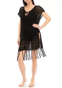 Women's Knit Topper with Fringe Hem