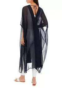 Solid Duster Topper with Embroidered Placket 