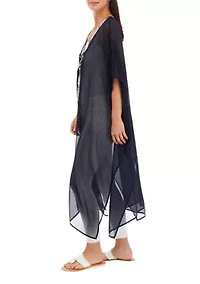Solid Duster Topper with Embroidered Placket 