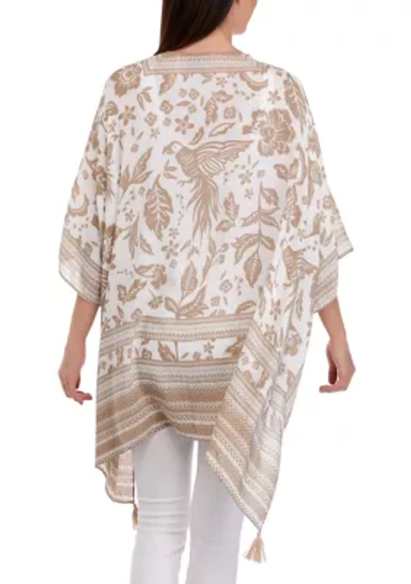 Women's Bird Floral Block Print Topper