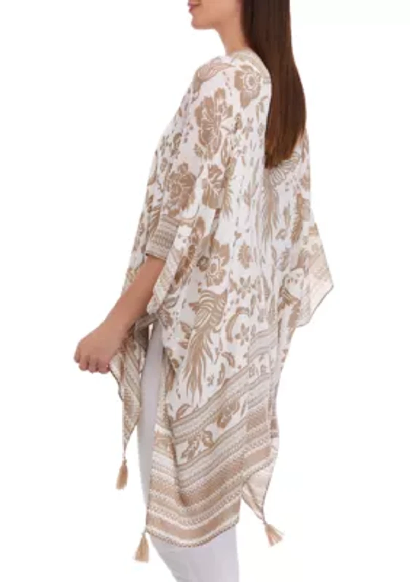 Women's Bird Floral Block Print Topper