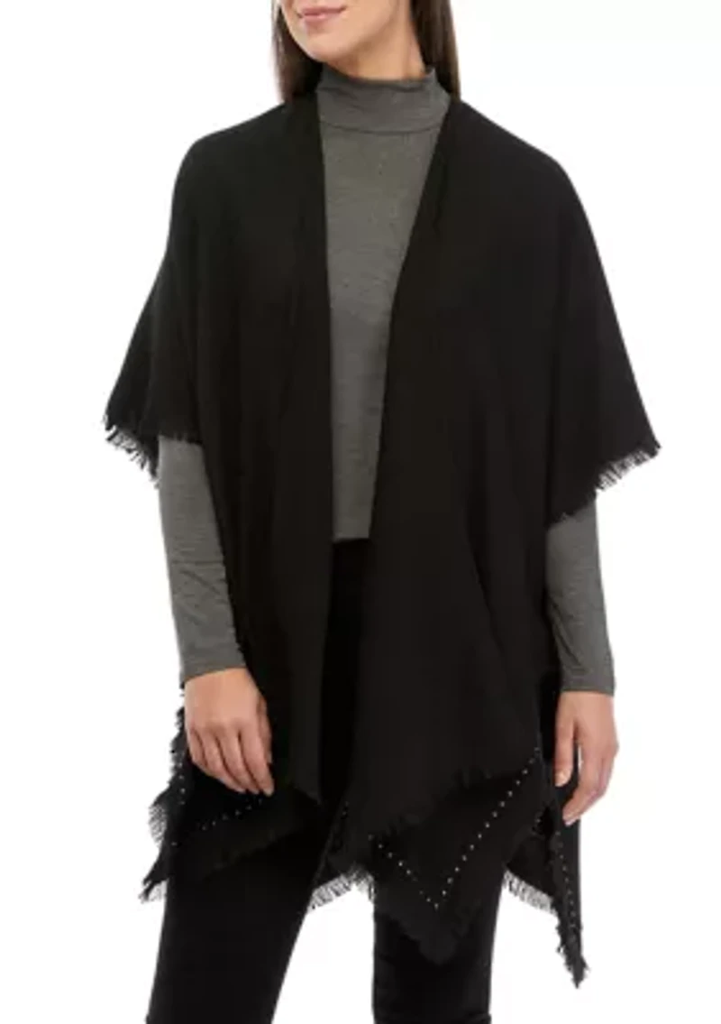 Women's Solid Basketweave Topper with Studs