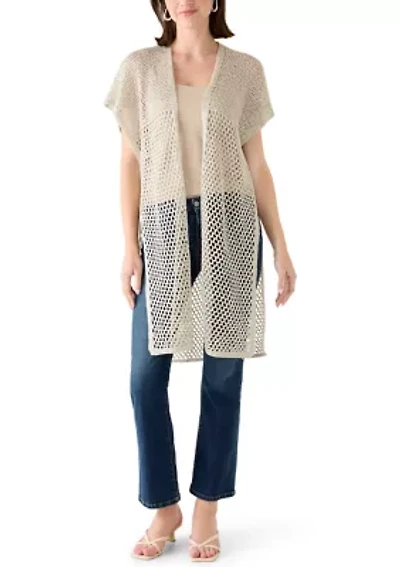 Women's Knit Crochet Duster with Sequins
