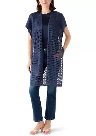 Women's Knit Crochet Duster with Sequins