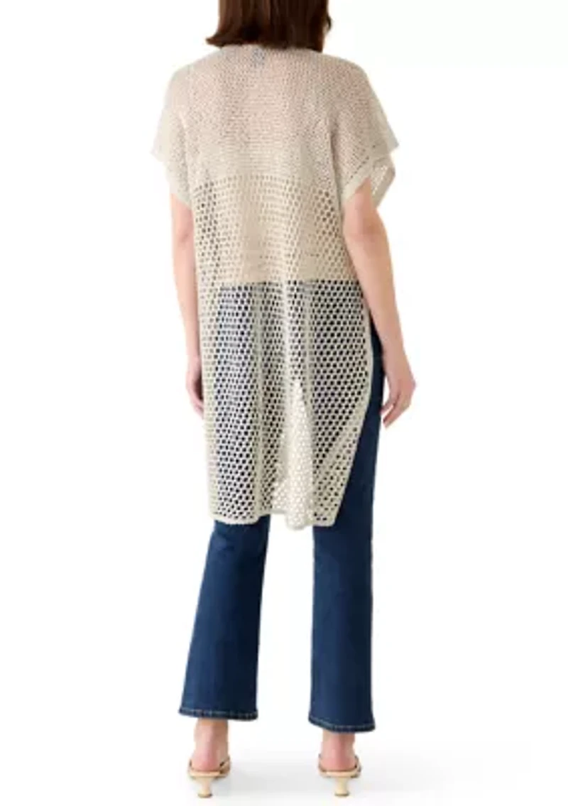 Women's Knit Crochet Duster with Sequins