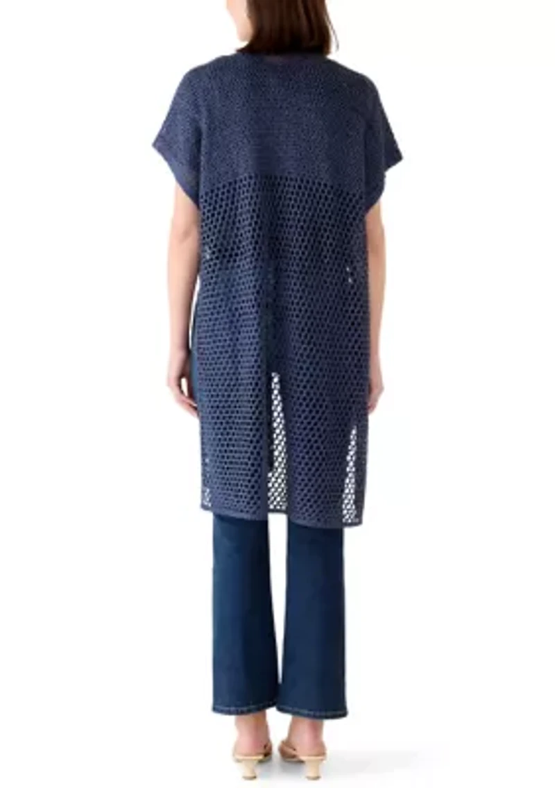 Women's Knit Crochet Duster with Sequins