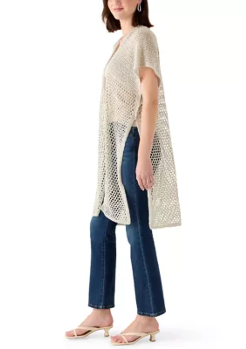 Women's Knit Crochet Duster with Sequins