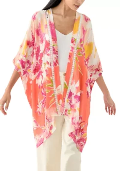 Women's Floral Ikat Printed Topper