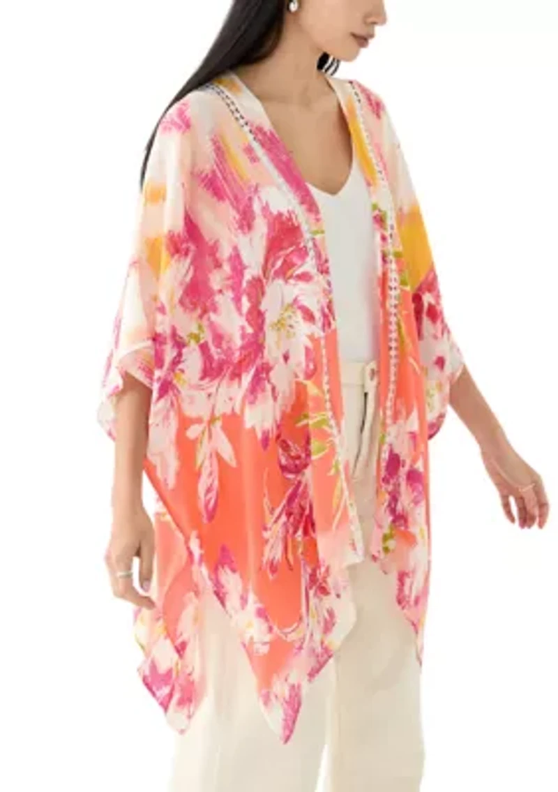 Women's Floral Ikat Printed Topper
