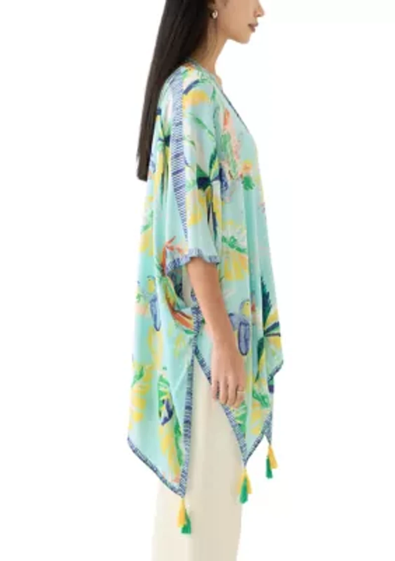Tropical Bird Printed Crinkle Topper