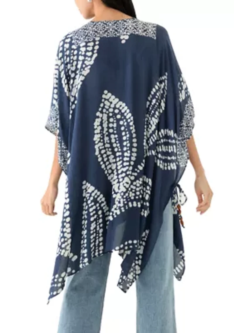 Abstract Leaf Printed Crinkle Duster