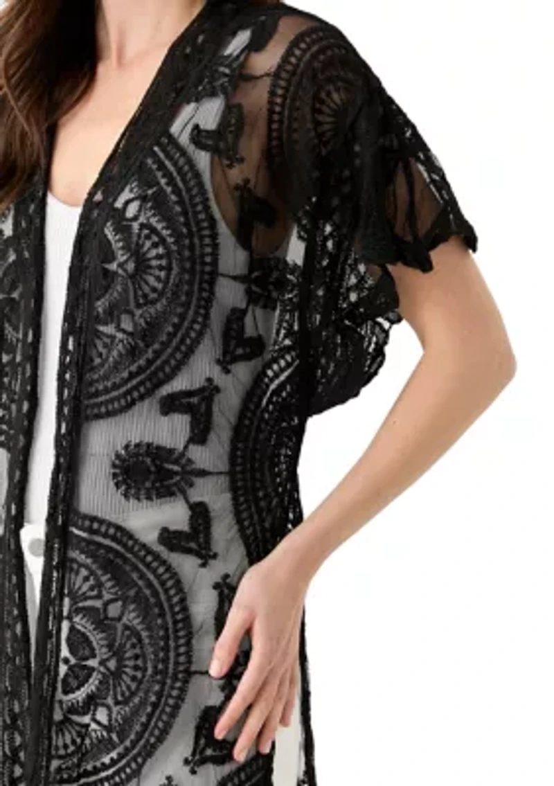 Scallop Lace Flutter Sleeve Wrap