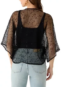 Cropped Tie Front Popcorn Shawl