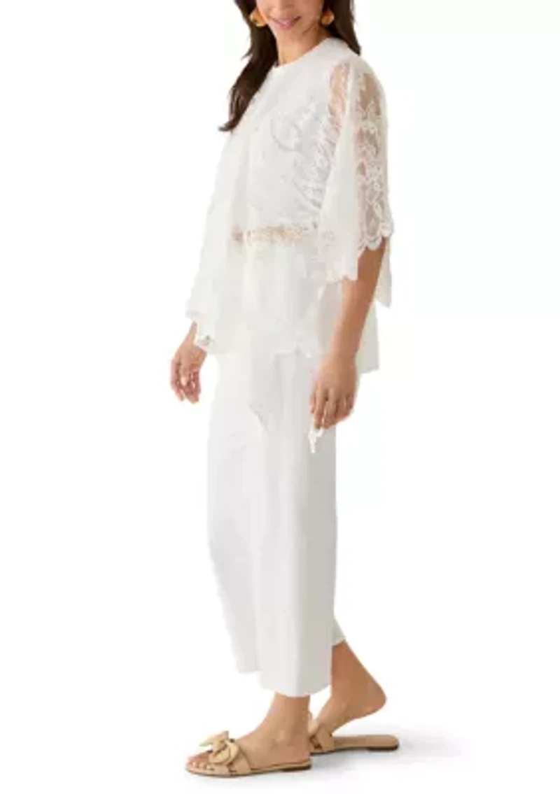 Women's Lace Cropped Fringe Topper