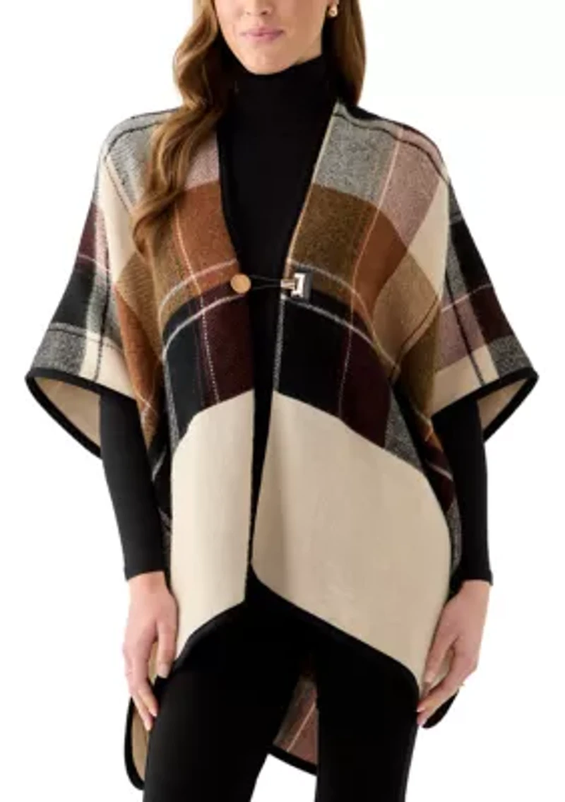 Women's Plaid Reversible Topper with Toggle