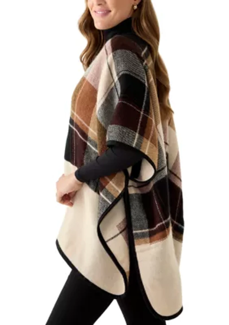 Women's Plaid Reversible Topper with Toggle