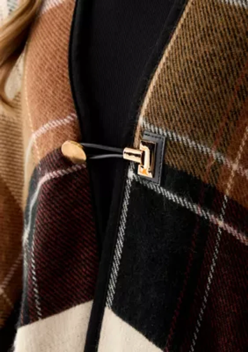 Women's Plaid Reversible Topper with Toggle