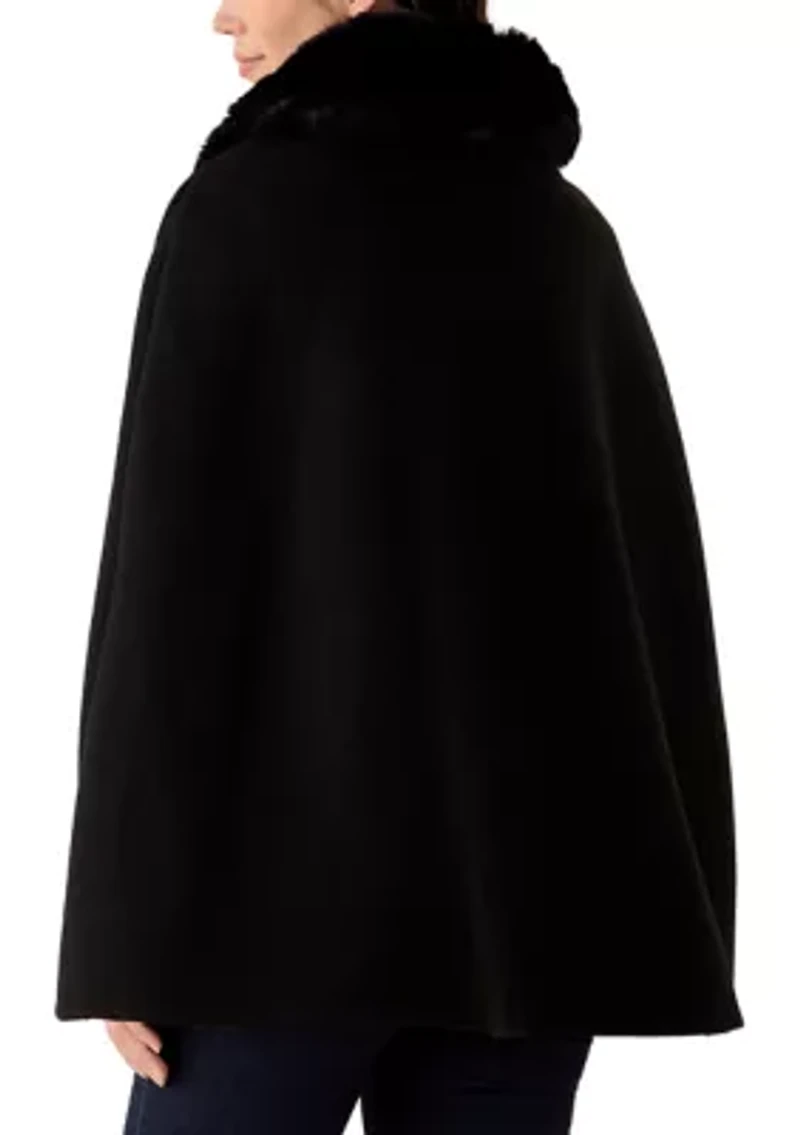 Women's Faux Fur Collar Cape Topper