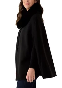 Women's Faux Fur Collar Cape Topper