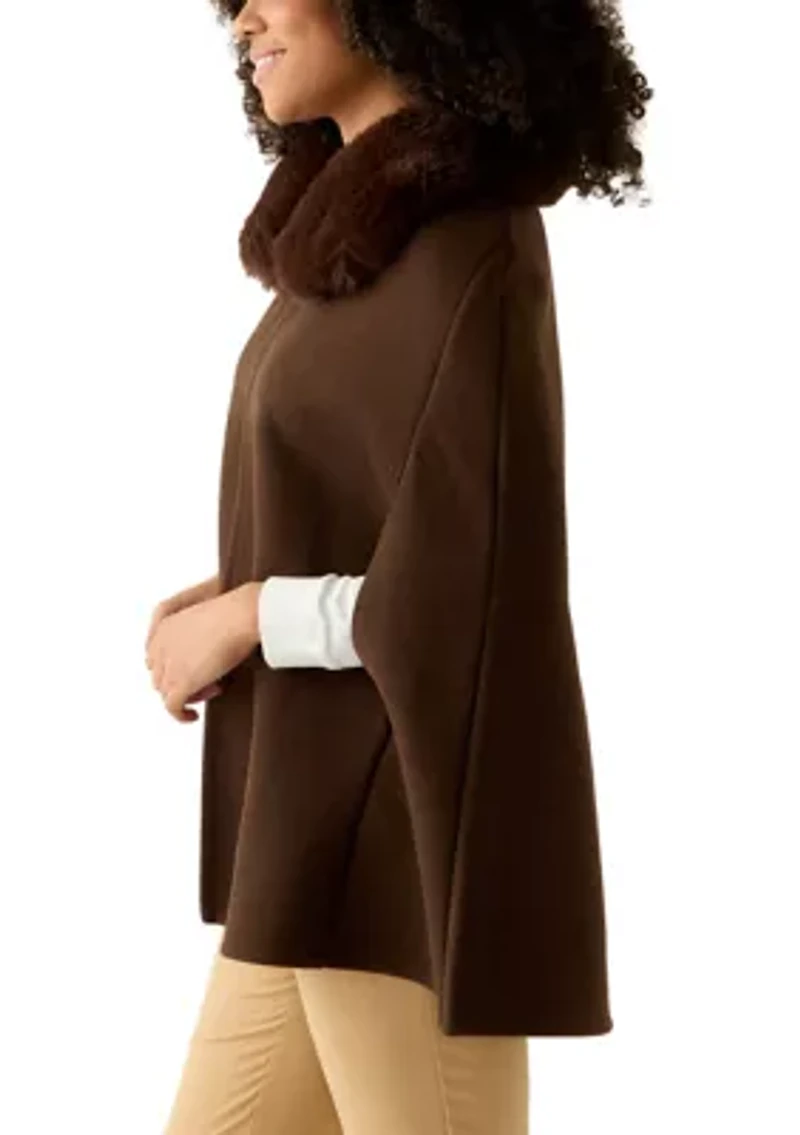 Women's Faux Fur Collar Cape Topper