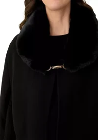 Women's Faux Fur Collar Cape Topper