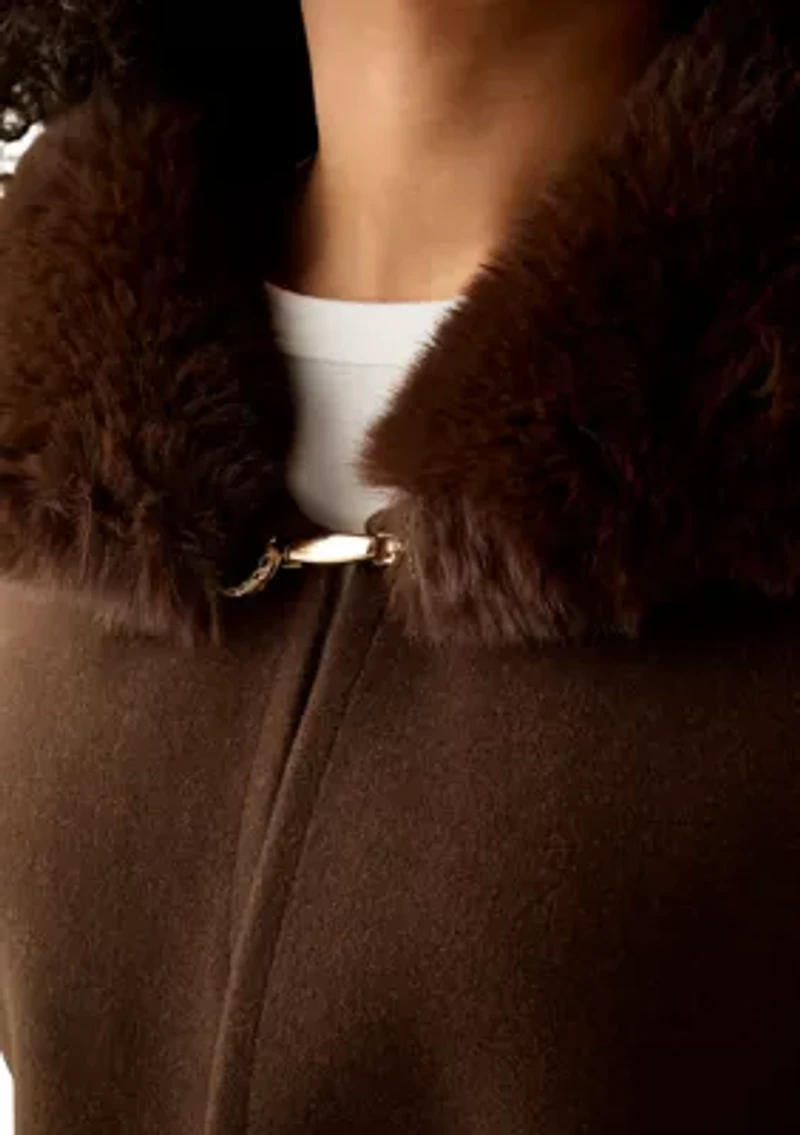 Women's Faux Fur Collar Cape Topper
