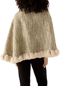 Women's Tweed Sequin Cape 