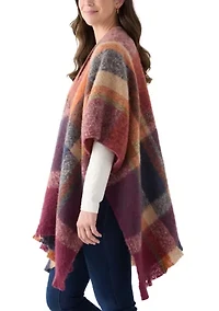 Women's Plaid Topper with Fringe
