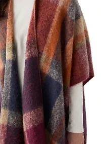 Women's Plaid Topper with Fringe