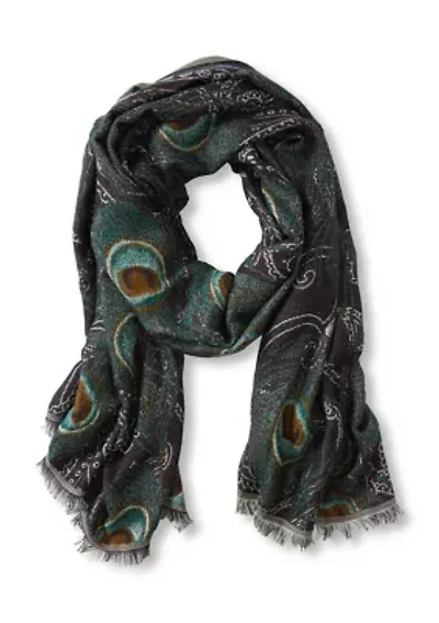Peacock Jacquard Wrap Scarf