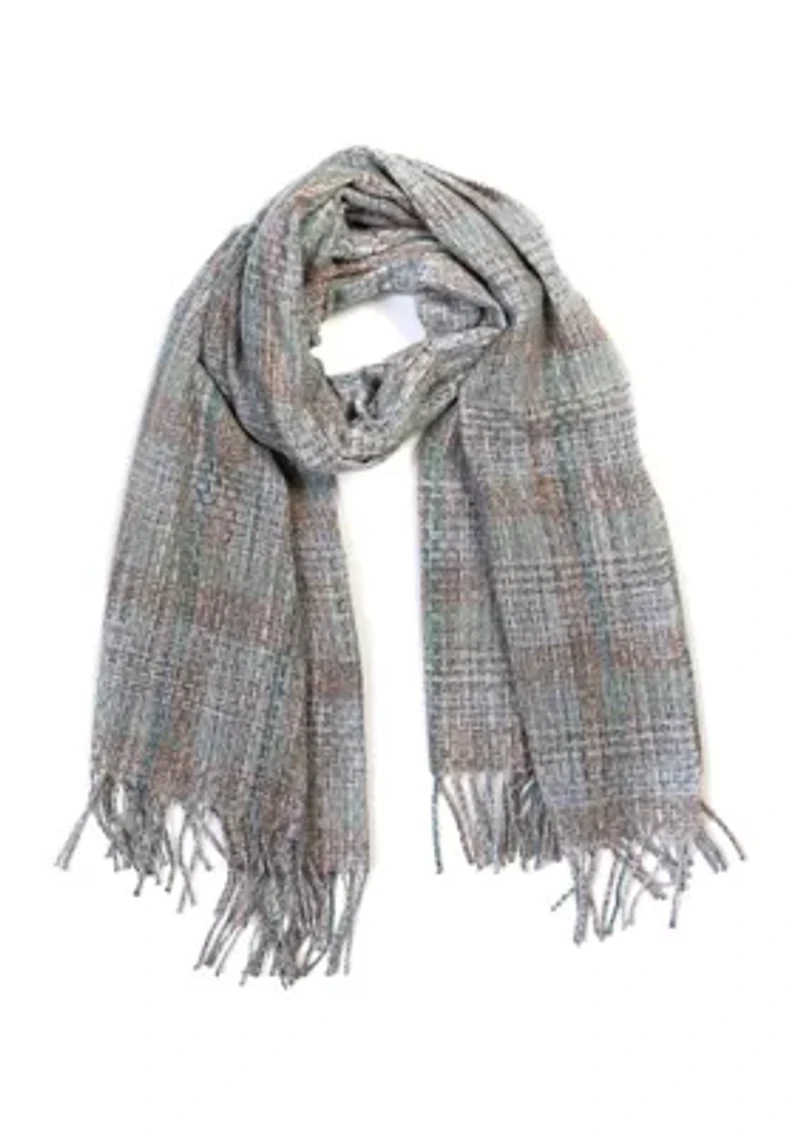Women's Space Dyed Plaid Feather Soft Scarf