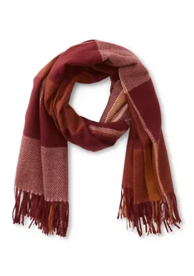 Oversized Plaid Feather Soft Wrap Scarf