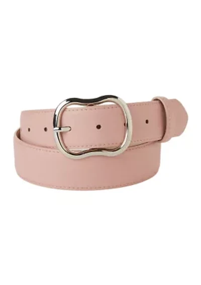 Feather Edge Stitch Classic Curvy Buckle Belt
