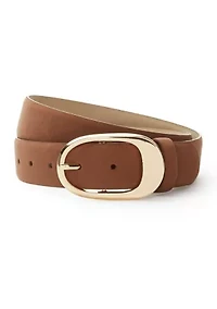 Sculptural Oval Centerbar Buckle Belt