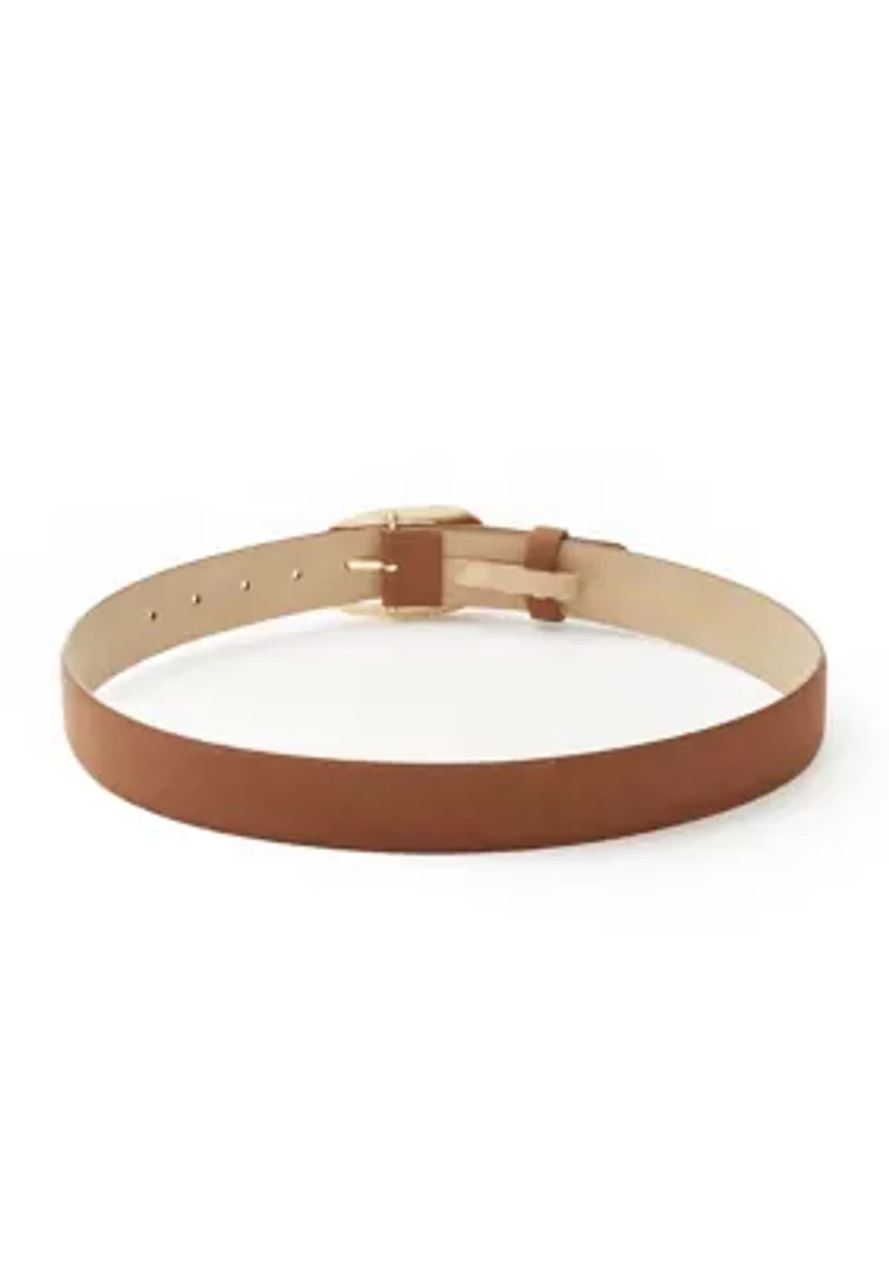 Sculptural Oval Centerbar Buckle Belt